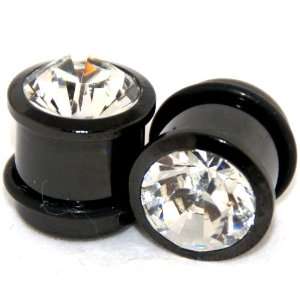  Solid Clear Cubic Zirconia CZ Crystal   Anodized Black 