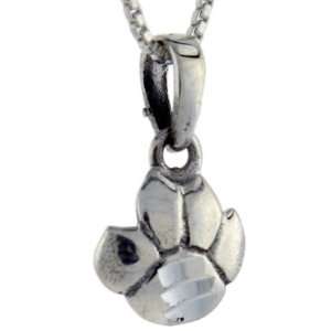 925 Sterling Silver Lions Footprint Pendant (w/ 18 Silver Chain), 11 
