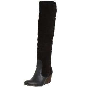 New Camper Laura Knee High Wedge Boots Black Suede 41  