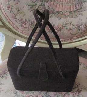   SUEDE Vintage 1940s BOX PURSE/Handbag~MIRROR Under Cover~MINT  
