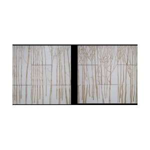  White Stained Trees Wall Art Set