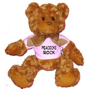  Peacocks Rock Plush Teddy Bear with WHITE T Shirt: Toys 
