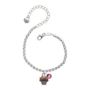   Crystal Sprinkles Silver Plated Brass Charm Bracelet with Rose