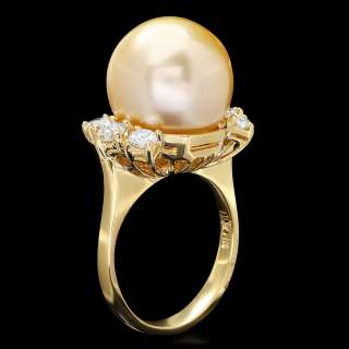 5800 CERTIFIED JAQU DE LILI 14K YELLOW GOLD 14 X 14MM PEARL 0.80CT 