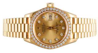 Factory Original Rolex Ladies Yellow Gold President!! Diamond Dial And 