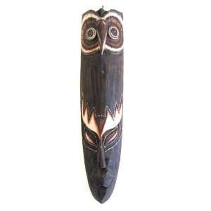 African Wall Mask Hanging Tribal Tiki Wood Wise Owl Mask   20  
