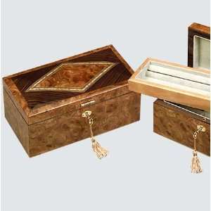  Giglio Italian Wooden Jewelry Box w/ Tray Rhomb Mosaic 