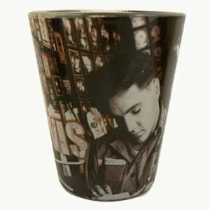   ELVIS WALL OF RECORDS COLLAGE SHOT GLASS (81361) Musical Instruments