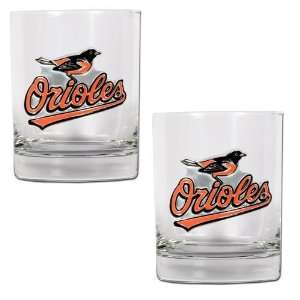 Baltimore Orioles MLB 2pc Rocks Glass Set   Primary Logo