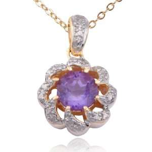   Silver Amethyst and Diamond Accent Starburst Pendant, 18 Jewelry
