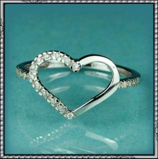 10K WHITE GOLD AND REAL DIAMOND RING IN HEART DESIGN  
