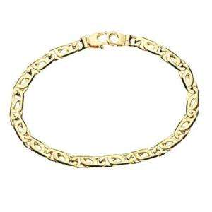   Tiger Eye Link Bracelet 14k Solid Yellow Gold 5mm Size 8 1/4  