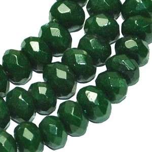 4x6mm Faceted Emerald Green Jade Rondelle Beads 16  