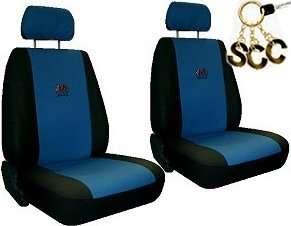 BLUE BLACK Car Truck SUV Synthetic Leather SEAT COVERS 6 piece 