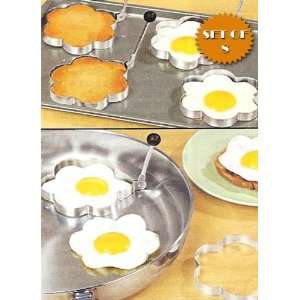 STAINLESS STEEL FLOWER SHAPED EGG/PANCAKE SHAPERS   SET OF 8 (TAKE THE 