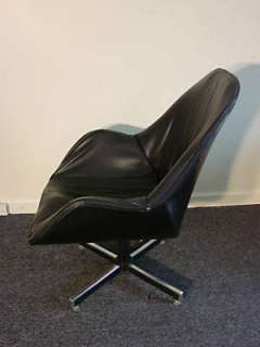Modern Black Vinyl Swivel Chair  