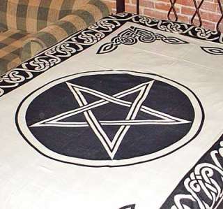 Black & White PENTACLE TAPESTRY ALTAR CLOTH 72 x 108  