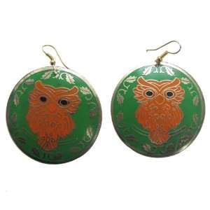  Stylish Green Orange Owl Design Dangle Earring Jewelry 