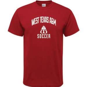  West Texas A&M Buffaloes Cardinal Red Soccer Arch T Shirt 