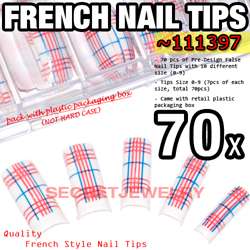 70 pcs Acrylic French False Nail Tips 12 Linning Design  