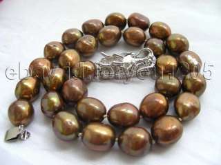 17 Genuine Natural 13mm Coffee Baroque Pearl Necklace  