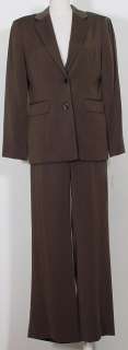 NWT ANNE KLEIN Brown White Stretch Pant Suit 12 $650  