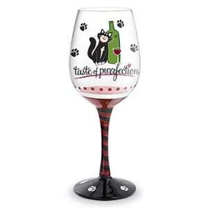   of Purrfection Hand Painted Wine Glass   Gift Boxed: Kitchen & Dining