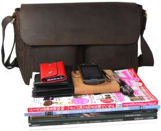Vintage Style Mens Bull Leather Messenger Shoulder Bag School Bag 