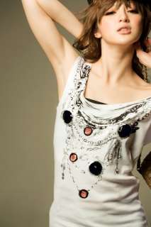 NEW Korea Fashion Sequins Cotton Vest Long Dress  