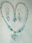 Aqua Turquoise Lamp Glass Crystal Heart Set premier Nec