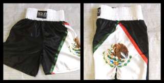 Black SOLO Mexico Flag Boxing Trunks Cleto Reyes Grant  