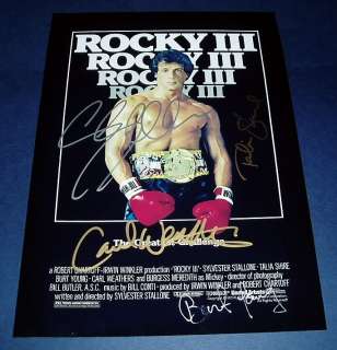ROCKY III CAST X4 PP SIGNED POSTER 12X8 STALLONE  
