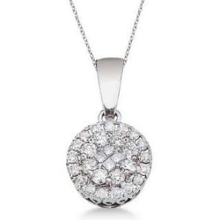 50ct Round & Princess Diamond Cluster Flower Pendant Necklace 14k 