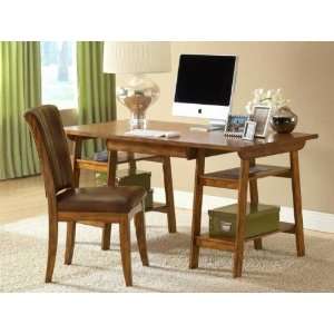  2pc Computer Desk and Chair Set in Medium Oak Finish: Home 