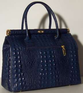   Genuine Italian Leather Hand bag Satchel A4 Purse Tote Blue 969  