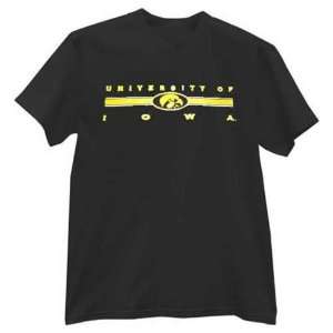  Iowa Hawkeyes Black Oval Bar T shirt: Sports & Outdoors