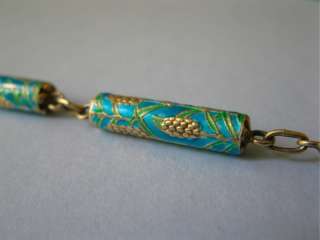   1930s   40s Chinese Sterling Silver Vermeil Enamel Wheat Necklace