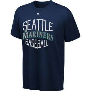  Seattle Mariners Navy Luxury Box T Shirt: Sports 