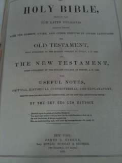 ANTIQUE HOLY CATHOLIC BIBLE 1863 HAYDOCK DOUAY RHEIMS W/ DUNNIGAN 