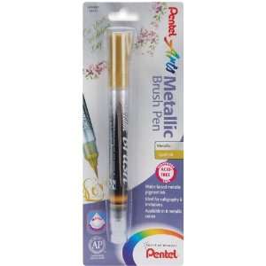  Pentel Water Resistant Metallic Brush Pen, Gold: Arts 
