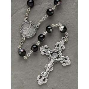 Black Venetian Beaded Rosary With 8MM Glass Beads 22 