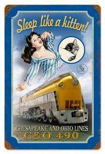 Chesapeake & Ohio Lines 490 Railroad sexy metal sign  