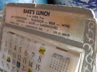 WAY Cool Vintage Retro 1955 Bakes Lunch Diner Calendar Monticello 