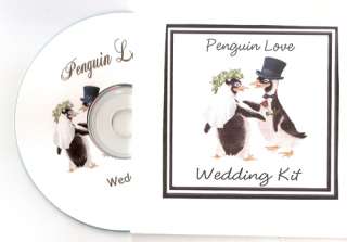 Delux Penguin Love Wedding Invitation Kit on CD  