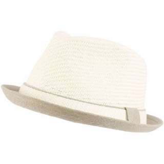 Upturn Brim Summer 2 Tone Fedora Trilby Hat White M/L  