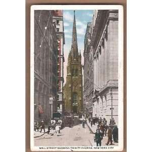    Postcard Wall Street Trinity Church New York City 