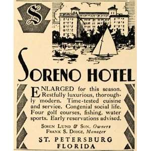  1929 Ad Soreno Hotel St Petersburg Florida Soren Lund 