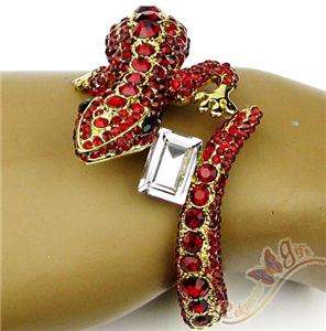 Red Swarovski Crystals Cayman Bracelet Bangle & Animal  