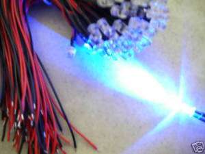 5pc 5mm Blue Water Clear 8000MCD Pre Wired 12V LED,5LBs  