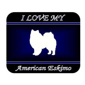  I Love My American Eskimo Dog Mouse Pad   Blue Design 